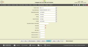 Listagem de Curva ABC de Produtos - Opçôes de relatorio
