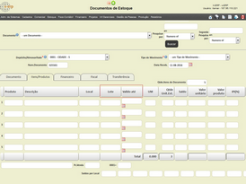 Lote e prazo de validade - Documento de Estoque