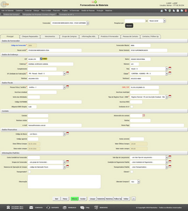 Cadastro Fornecedores de Materiais - Principal