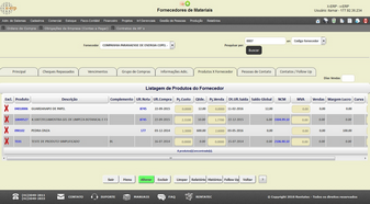 Produto X Fornecedor - Cadastro do fornecedor