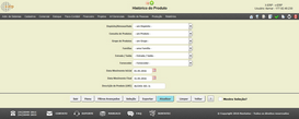 Filtros de produto e período de pesquisa